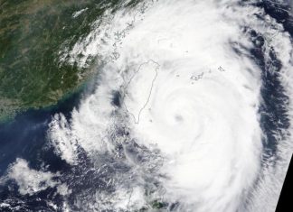 NASA finds Typhoon Mitag’s eye east of Taiwan