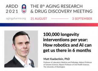 Matt Kaeberlein to present at the 8th Aging Research & Drug Discovery Meeting 2021