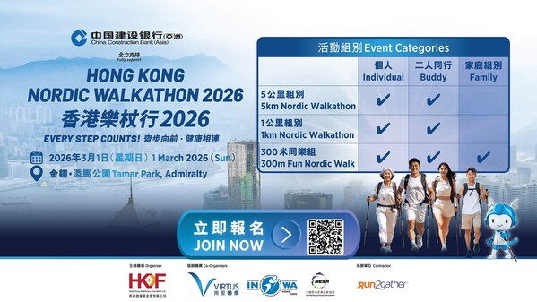 Virtus Medical Group and Hong Kong Healthcare Foundation jointly present the inaugural ‘Hong Kong Nordic Walkathon 2026’, fully supported by China Construction Bank (Asia)