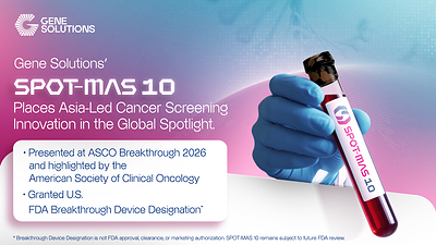 Gene Solutions’ SPOT-MAS 10 Places Asia-Led Cancer Screening Innovation in the Global Spotlight